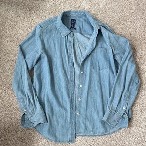 GAP Womens Large Tall Light Blue Denim Shirt